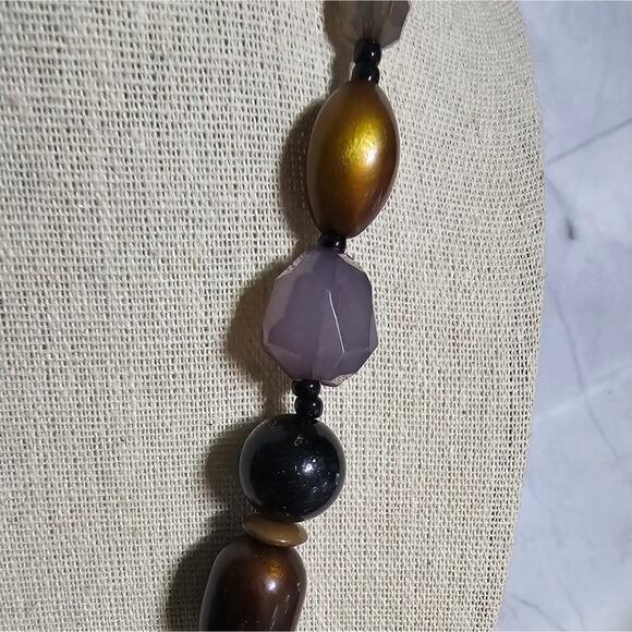 Boutique New multistone statement beaded mosaic necklace & earring set - Picture 5 of 9